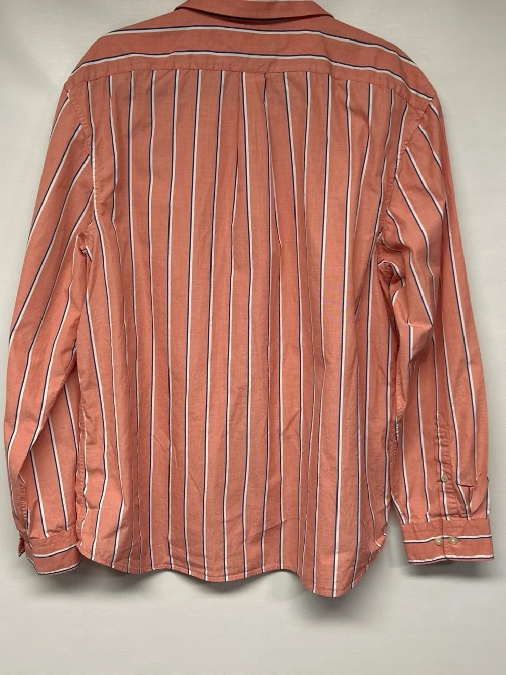 Banana Republic Coral and White Vertical Stripe Button-Down Shirt